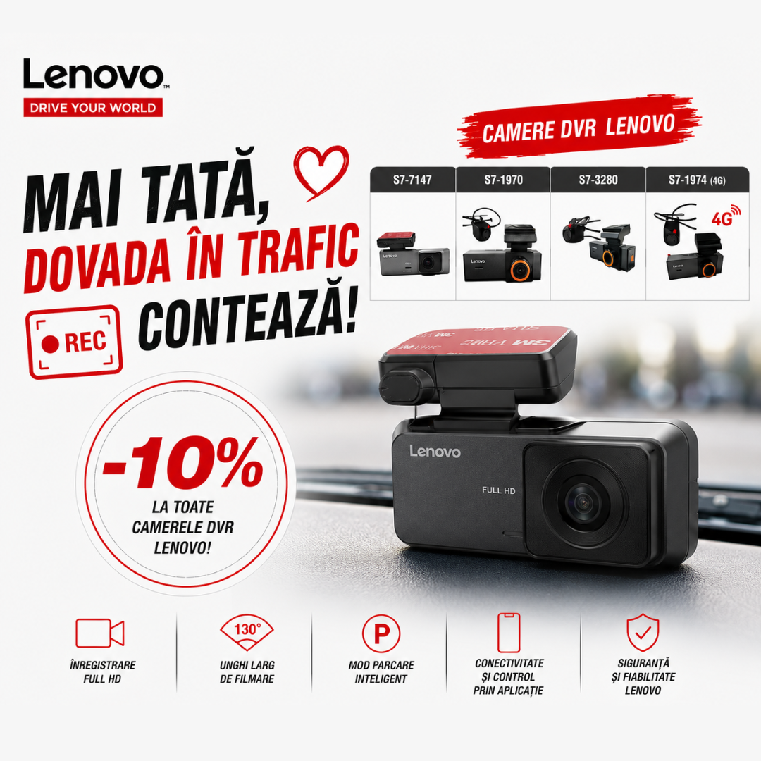 Mai tată, dovada în trafic contează! Camere DVR Lenovo · 10% reducere